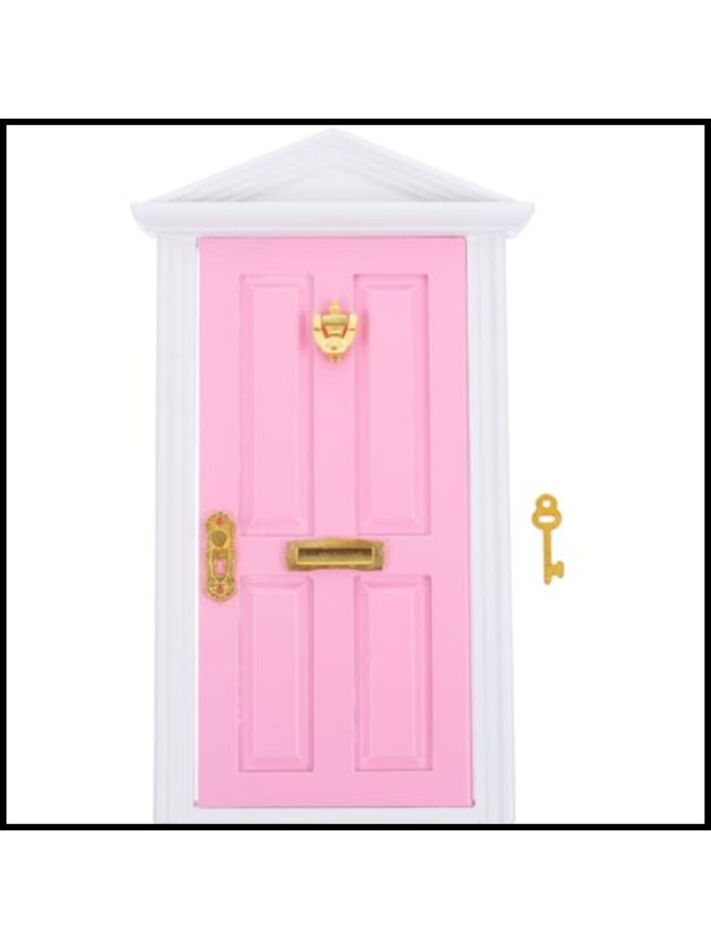 1:12 Miniature Wooden Dollhouse Door with Golden Key Fairy House Furniture